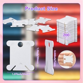 Oslynia 200 Pieces White Yarn Winder, Plastic Cross Stitch Supplies, Embroidery Floss Storage, Reusable Embroidery Thread Organizer, Handmade DIY Embroidery Bobbins