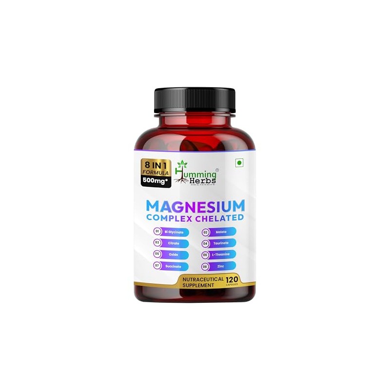 Humming Herbs Suplemento Quelado de Complejo de Magnesio 500 Mg: