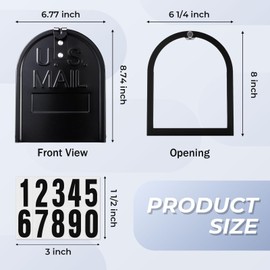 Moxweyeni 6 1/4 x 8 Inch Mailbox Door Replacement with Reflective Adhesive Number Stickers, Screw-Fixed Metal Repair Part for Brick, Masonry, Monument, Column and Standard Vertical Mailboxes, Black