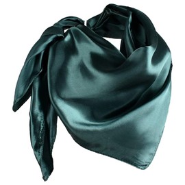 YOFASEN Hijab Headscarf for Women - 1 Piece Plain Satin Muslim Islamic Headwear Women Face Veil Scarf Turban 90 x 90 cm, dark green