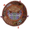 Stylo Culture Cotton Patchwork Embroidered Osmanische Cover Brown Floral Ottoman