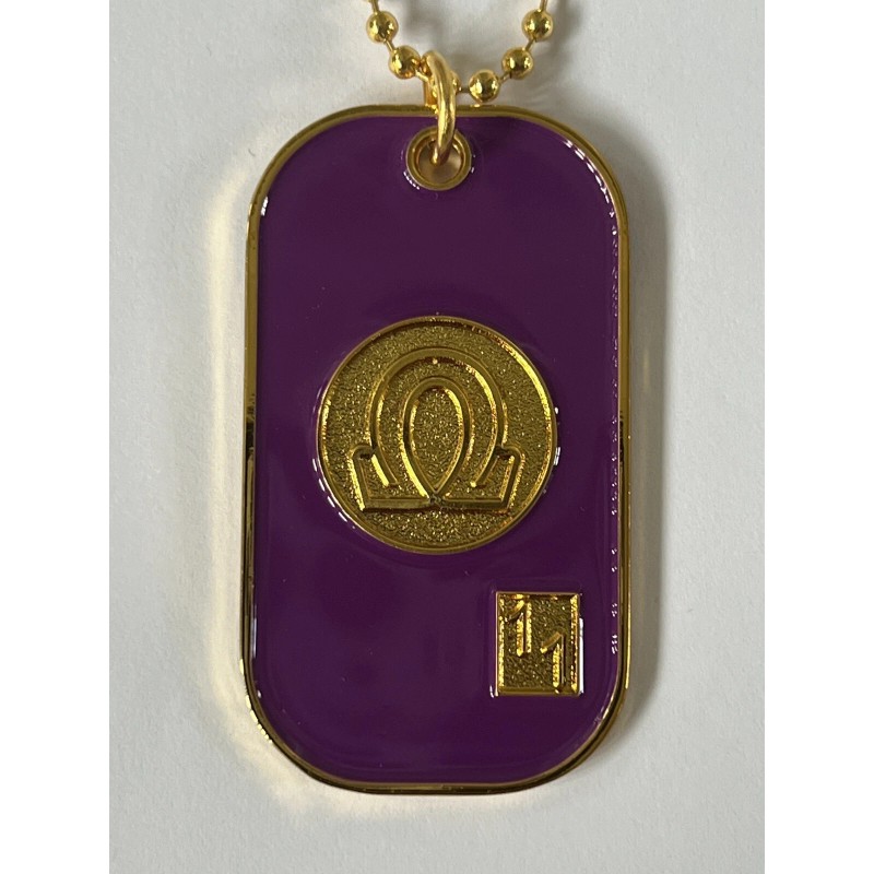 D9 Greeks Omega Psi Phi Double Sided Dog Tag Purple