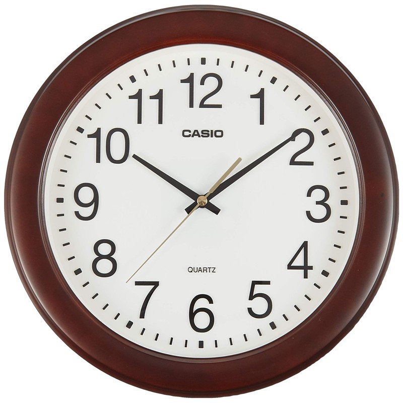 Casio IQ-132-5JF Wall Clock, Dark Brown, Analog Diameter, 11.6 inches