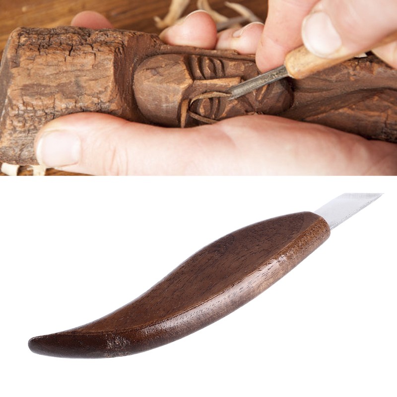 Wood Carving Knife Stainless Steel Blade Walnut Handle Whittling Knife