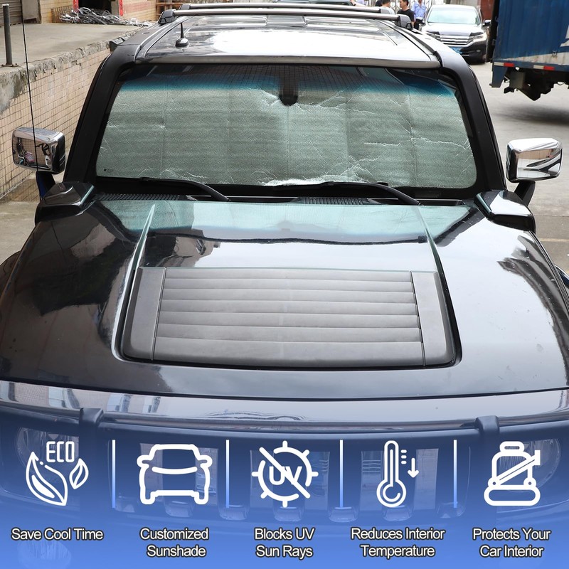 Windshield Sunshade Compatible with Hummer H3 2005-2009, Auto Sun Visor,