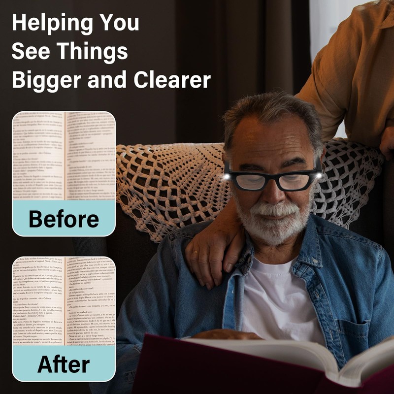 Magnifying Glasses with Light Rechargeable Reading Glasses Bright LED Readers