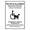 Weatherproof Plastic Vertical ADA No Pets Service Animals Allowed Bilingual