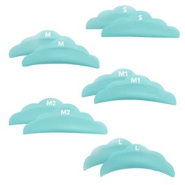 Liber Beauty Lash Lift Rods, Lash Lift Pads, 6 Pcs White SSS Reusable Eyelash Perming Curler Shield Pads, with Premium PU Storage Case for Perfect Lash Lifting (Green 5 pairs mix size(S M M1 M2 L))