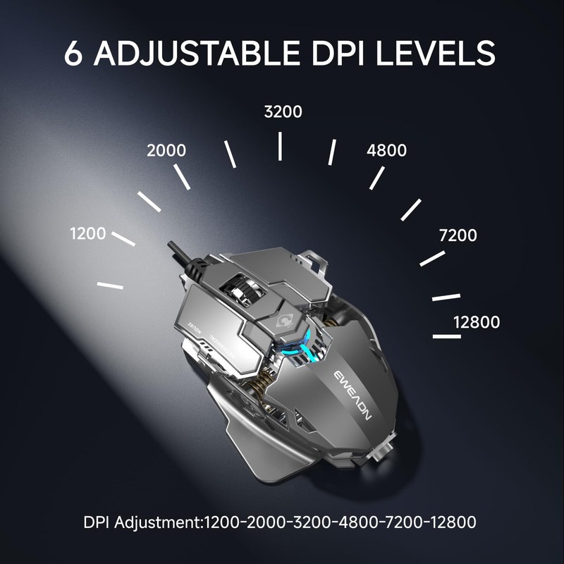 SEUNKWANG EWEADN G5 Wired Gaming Mouse, Ergonomic RGB Computer Mouse,