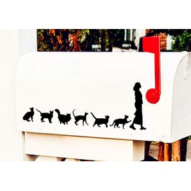 Removable Switch Sticker, 2 Pcs Lovely Girl and Cats Cartoon Wall Sticker, Light Switch Decor Decals, Family DIY Kids Bedroom Office Home Car Decoration