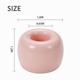 JMScape Mini Ceramic Couple Toothbrush Holder, Hand-Made Bathroom Toothbrush Holder, Electric Toothbrush Head Holder and Office Pen Holder 2-Piece Set (Pink)
