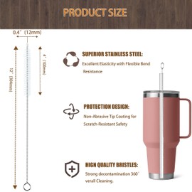 CIDYAUST 12-inch Extra Long Straw Cleaner Brush, Straw Brush Extra Long with Nylon Bristles, Straw Cleaning Brush Extra Long for Baby Bottles, Glass/Silicone Straws Piper Cleaners.