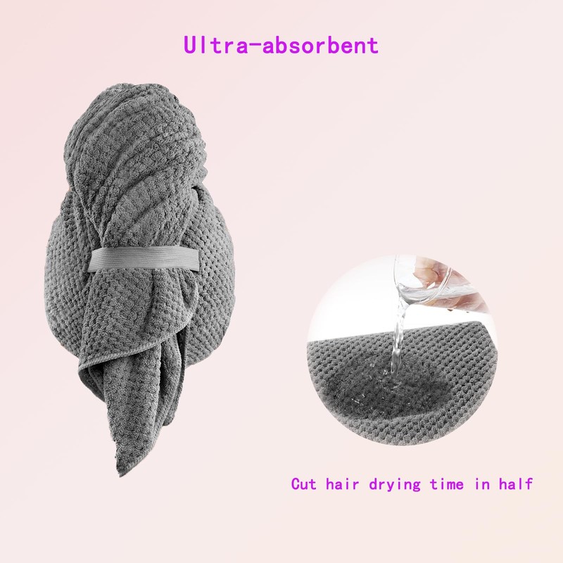 Microfiber Hair Towel Wrap for Women - Fast Drying Turban