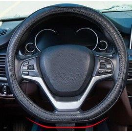 Black D Shape Steering Wheel Cover 36cm for Small D Cars Racing Games