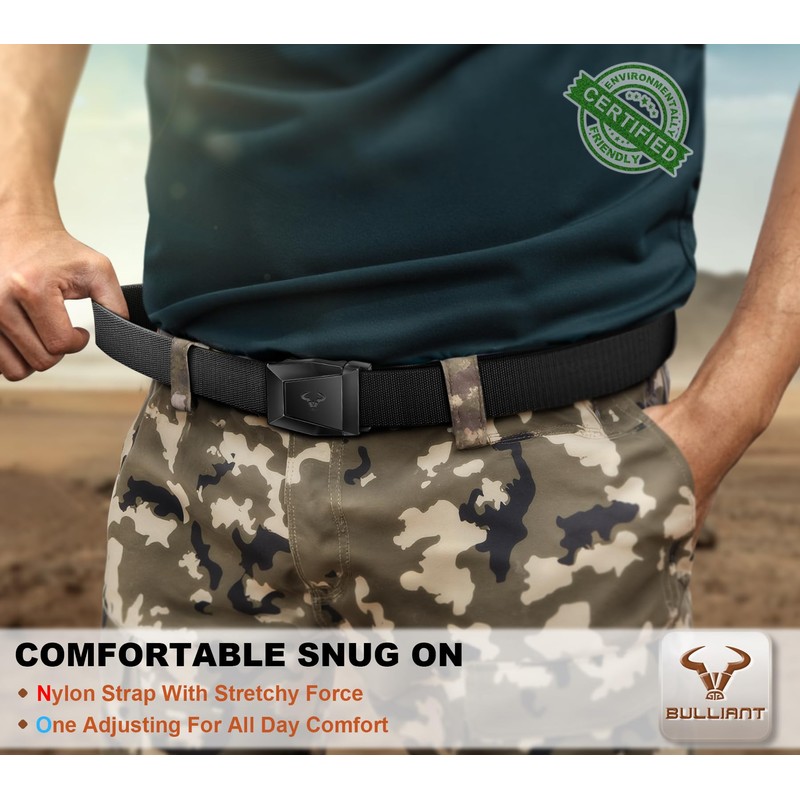 BULLIANT Tactical Belt for Men, Men Stretch Nylon Web Gift