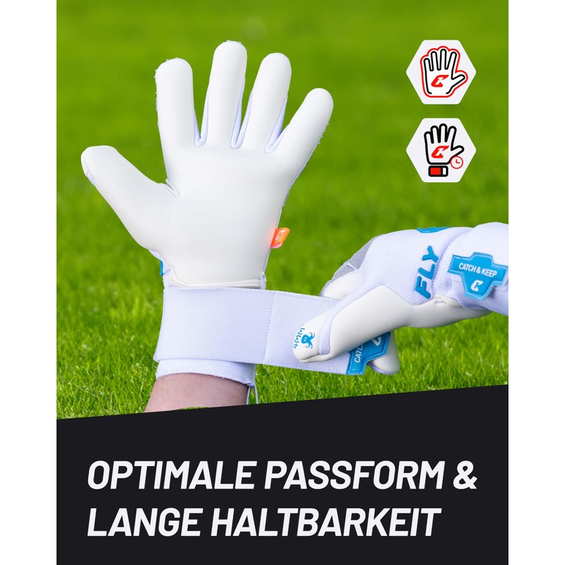 CATCH & KEEP Fly White Soul Men's Goalkeeper Gloves Size