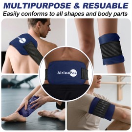 AiricePac Reusable Hot and Cold Ice Packs, 3-Piece Set, Adjustable Gel Wraps for Back, Knees, Shoulders, Arms and Legs