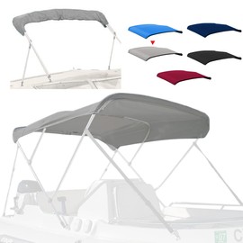 Seapisode 4 Bow Marine Grade Fade and Crack Resistant Bimini Top Replacement Cover, Heavy-Duty Waterproof and UV-Proof Sun Shade Boat Canopy，Easy Install Zipper Sleeves Boat Awning/Without Frame,Grey