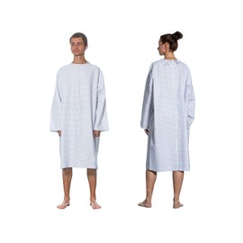 ZOLLNER 533 Patient Shirt Mixed Fabric Length Approx. 110 cm White/Blue, White-blue-patterned