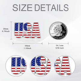 Midari American Flag Pins with 4th of July Lapel Pins Enamel Gift Memorial Day for Clothes Bags Suits and Hats Red White and Blue Brooch Patriotic Accessories for Women Men(USA Alphabet)