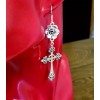 Handmade Rose Cross Earrings, Large Cross Earrings, Sterling Silver Cross