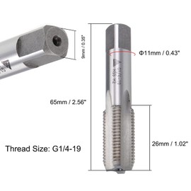 MACHSWON Pipe Thread Tap for Cleaning or Re-Thread Damaged or Jam Pipe Threads Straight Flute Machine Threading Tap Right Hand H2 Tolerance High-Speed Steel G1/4-19 1Pcs