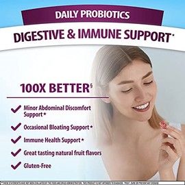 Digestive Advantage Daily Probiotic Gummies for Digestive & Gut Health for Men and Women, Superfruit Flavor, Red, 180 Count, Pack of 2