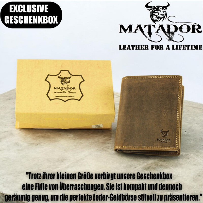 MATADOR 6402 Men's Unisex Wallet Women, Hunter Brown, Vintage