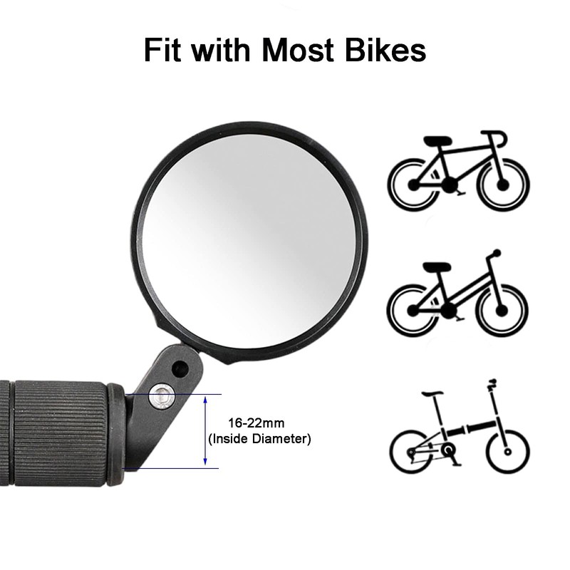 Bike Mirror, Bicycle Mirrors for Handlebars with 360-Degree Rotation and