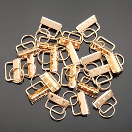 SPEEDWOX 20 Sets of Key Fob Pliers and 1.25 Inch Key Fob Hardware Sets with Keychain Split Rings Golden Webbing Fabric Strapping Glass Breaking Pliers Tools with Rubber Tips