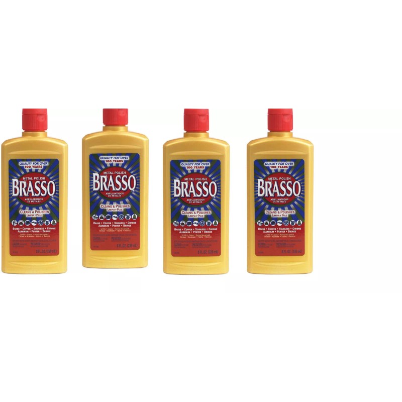 BRASSO 4 pack 8 OZ METAL BRASS COPPER STAINLESS ETC