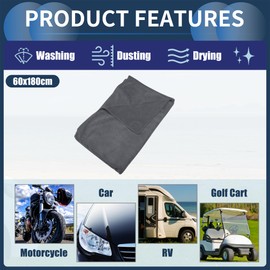 INFINAUTO Cleaning Cloths Towel,Car Drying Plush Cloth Absorbent Microfiber Grey,1pcs 420g/㎡ 60x180cm
