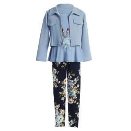 Conjunto de ropa de 4 piezas para niña, Azul claro, 10