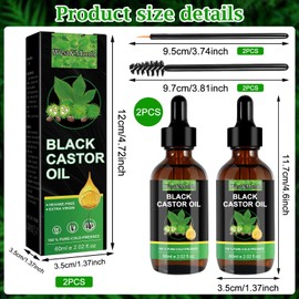 GAROMIA Black Castor Oil Rizinus öl Schwarzes Rizinusöl for Hair 100% Rizinusöl für Haarwachstum Augenbrauen Wimpern Castor Oil Haaröl und Körpermassageöl für Männer Frauen