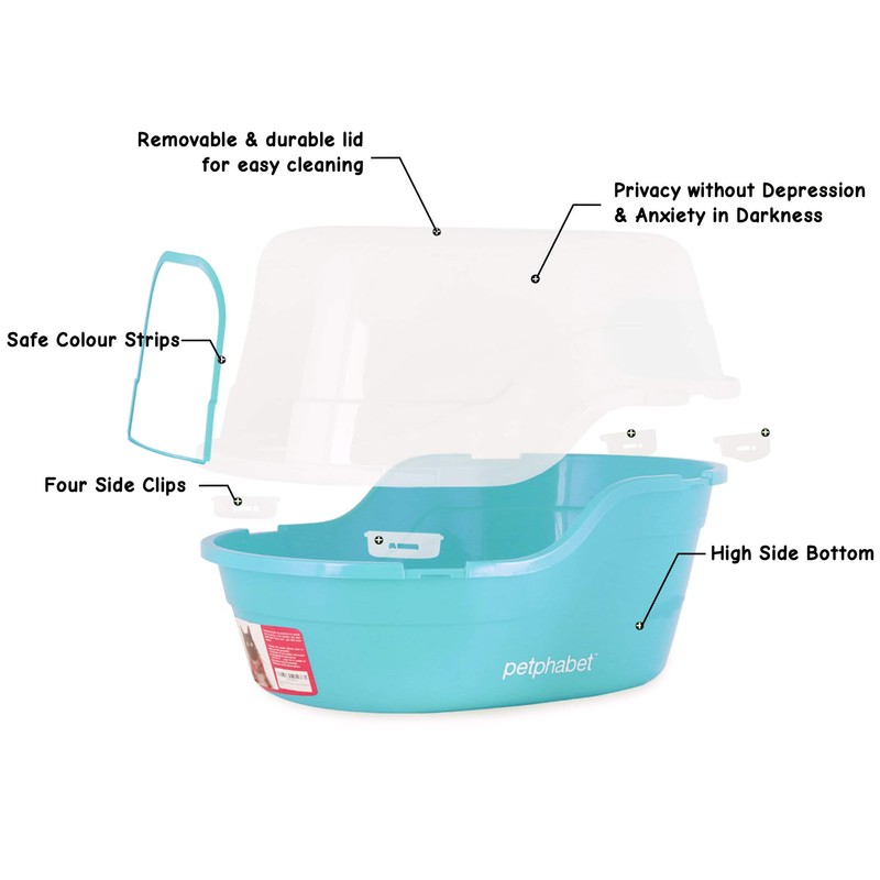 Petphabet Jumbo Hooded Cat Litter Box, Extra Large