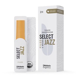 D'Addario Select Jazz Filed Sax First & Only Organic 2 Hard, 5 Pack Tenor Saxophone Reeds (ORSF05TSX2H)