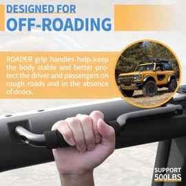 ROADER Bronco Front & Rear Roll Bar Grab Handles Compatible with 2021 2022 2023 New Ford Bronco 4 Door, Aluminum Alloy Grip Handles, Bronco Interior Accessories, 4 Pack(Not Fit Bronco Sport)