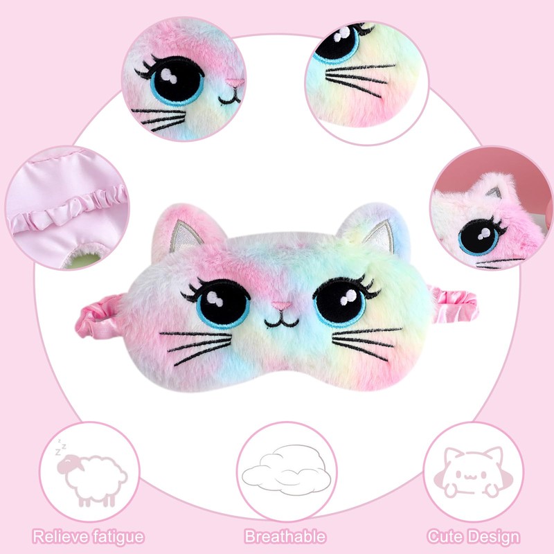 2 Pack Kids Sleep Mask Set - Soft Plush Animal