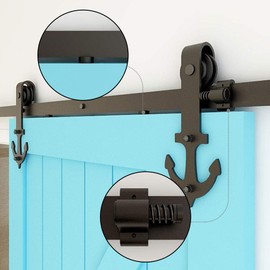 TSMST 10FT Sliding Barn Door Hardware Kit, Heavy Duty Sturdy Barn Door Track for Single Wood Door-Smoothly and Quietly - Anchor Style