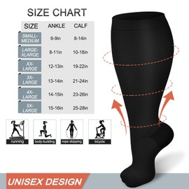 Diu Life 3 Pairs Plus Size Compression Socks for Women and Men Wide Calf Extra Knee High Support for Circulation