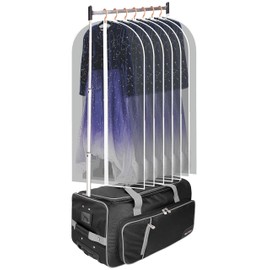 Heendzoo Dance Bag With Garment Rack,23inch Dance Competition Garment Bags with Clothes rack,Suitcase,Rolling duffle For Travel, Wheeled Drop-Bottom Upright Luggage Closet Suitcase (Grey)