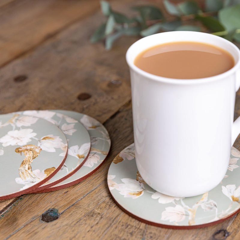 Creative Tops Duck Egg Floral Bird Cork-Back Premium Round Coasters,
