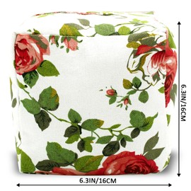 CERAYOU Decorative Weighted Door Stopper, Fabric Door Stop with Handle, Square Cube Heavy Duty Door Floor Stop Wall Protectors for Home Office Bedroom Living Room Exterior Doors, Red Rose1