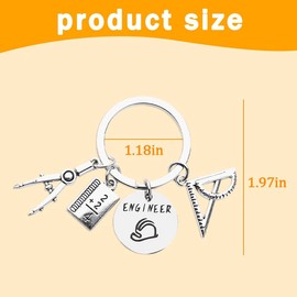 Engineer Keychain Gifts for Son Daughter Christmas Birthday Gifts for Women Men Engineering Gifts for Husband Dad Retirement Gifts for Mechanic Gifts for Brother Architect Gifts for Engineer Student