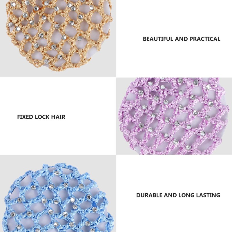 FRCOLOR Elastic Hair Snood Net 5 Pack Handmade Crochet Hairnet