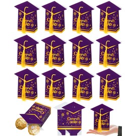 Liobelon 30 Pieces Graduation Cap Gift Box, 2025 Graduation Party Favors Candy Treat Boxes With Tassel for Congrats Grad Party Supplies (Purple)