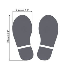 PATIKIL 150x63mm Footprint Floor Stickers 8 Pairs PVC Large Shoes Footprint Floor Wall Stair Stickers for Home Classroom Decor Dark Grey