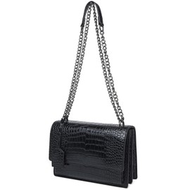 MYHOZEE Black Crossbody Bags for Women Snake Print Leather Cross Body Chian Purse Trendy Ladies Clutch Satchel