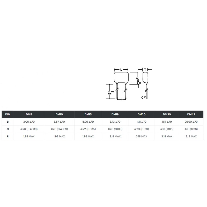 Generic 1200pF, 500 Volt, Dipped Silver Mica Capacitor +/-5%, 125DegC,