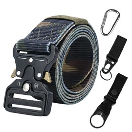 Cinturón táctico, Cinturones Militares para Hombres Ajustables, Correa de Cintura de Nylon de Alta Resistencia, Adecuado para Excursiones, Entrenamientos o Acampadas al Aire Libre (Camuflaje)